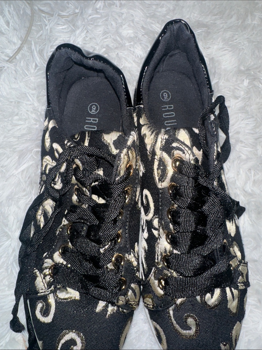 Rouge! Black and Gold Lace-Up Sneakers